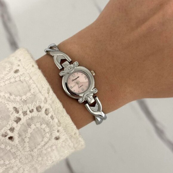 American Vintage Accessories - Sku:0211 cute silver pink mini watch vintage style+in a gift box Stainless steel